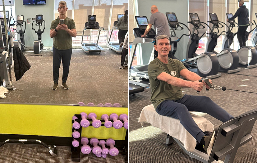 Will taking a selfie and working out at his gym, present day